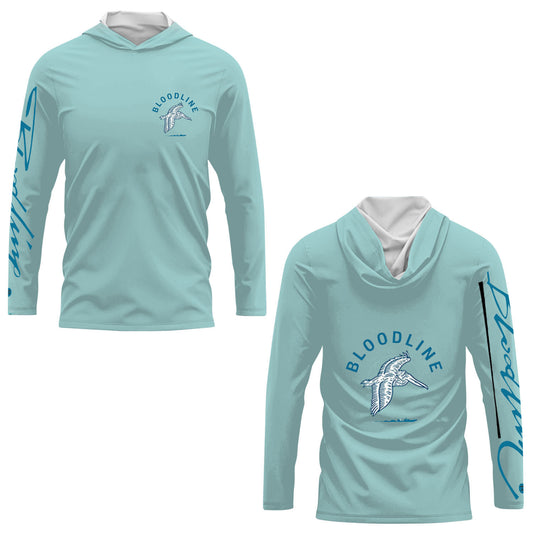 Sea Foam Green "PELLICAN" hooded long sleeve Dri-fit. (SPF50)