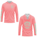Pink "Tarpon/Desirable Characteristics " illustration, hooded long sleeve Dri-fit. (SPF50)