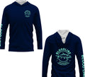 Deep Navy Blue "Tarpon/Desirable Characteristics" hooded long sleeve Dri-fit. (SPF50)